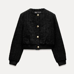 NWT Zara Textured Weave Bomber Jacket